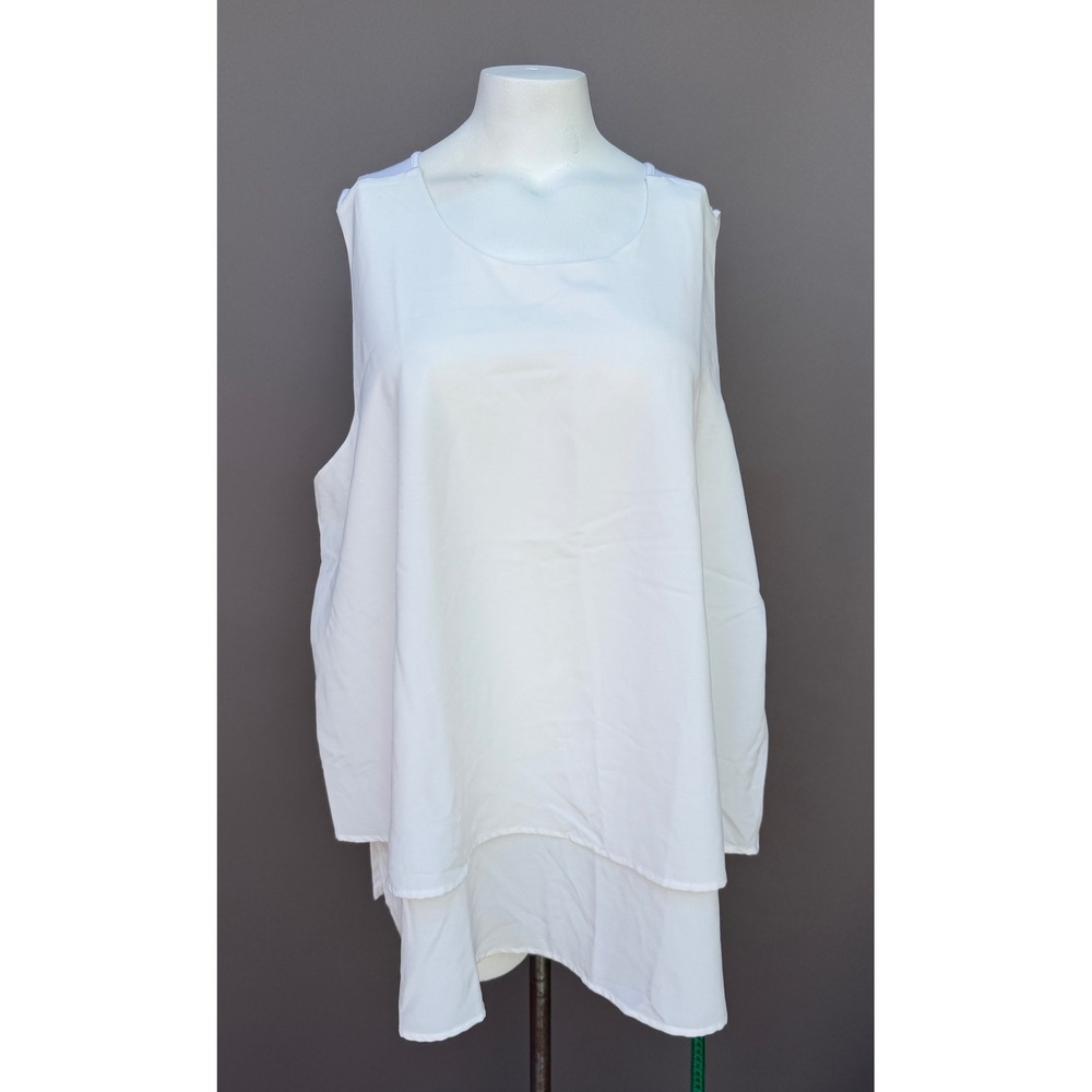 DG2 Diane Gilman White Mixed Media Layered Tank Top 3X Plus Sleeveless Capsule